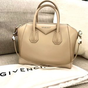 Authentic Givenchy Antigona small size - beige calfskin light gold hardware